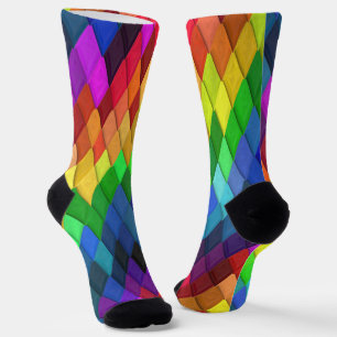 Regenbogen-Diamant-Geometrisches Muster Socken