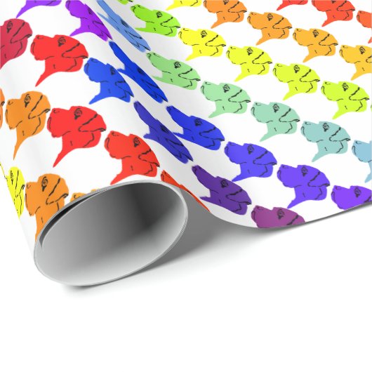 Regenbogen Doggen Geschenkpapier (Rolleneckpunkt)