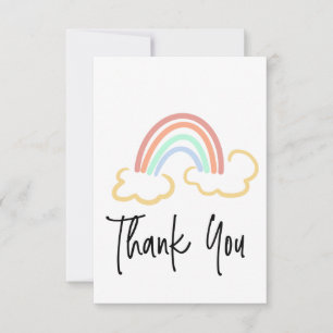 Regenbogen-Doodle-Art-Dankeschön-Schrift Farbige Karte