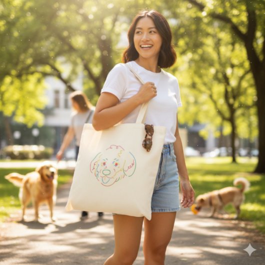 Regenbogen-Doodle-Linienkunst-Hundgesicht-Tasche Tragetasche