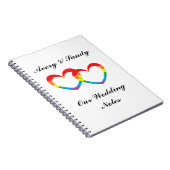 "Regenbogen-doppelte Herz-" personalisiertes Notizblock (Rechte Seite)