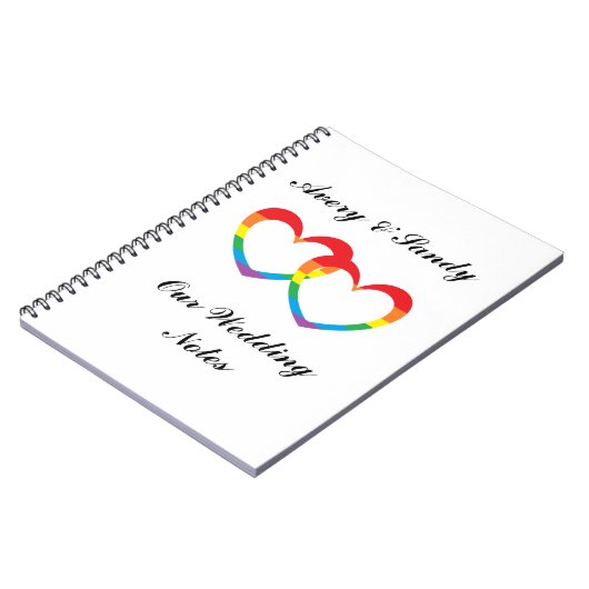 "Regenbogen-doppelte Herz-" personalisiertes Notizblock (Linke Seite)