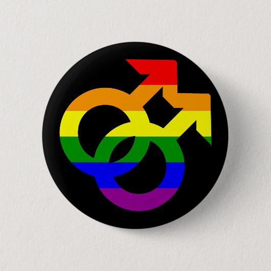 Regenbogen-doppeltes männliches Symbol Button (Vorderseite)