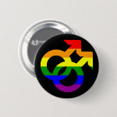Regenbogen-doppeltes männliches Symbol Button (Vorne & Hinten)