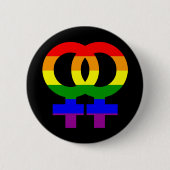 Regenbogen-doppeltes weibliches Symbol Button (Vorderseite)
