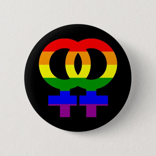 Regenbogen-doppeltes weibliches Symbol Button (Vorderseite)