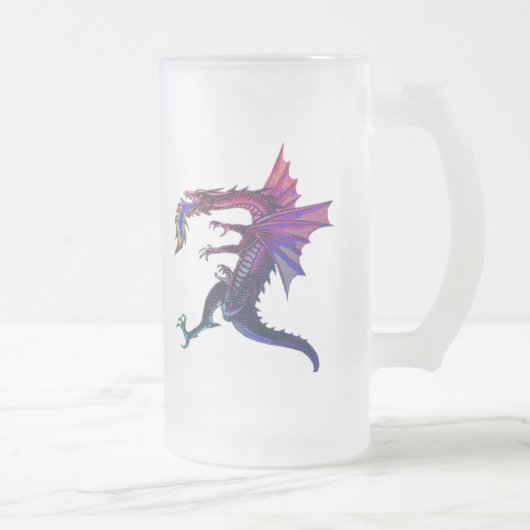 Regenbogen-Drache Mattglas Bierglas (Rechts)