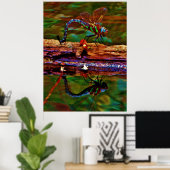 Regenbogen-Dragonfly, Aquamarin und lila Poster (Heimbüro)