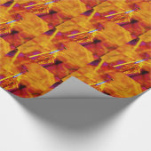 Regenbogen-Dragonfly auf Bernstein und Fuschia Geschenkpapier (Ecke)