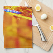 Regenbogen-Dragonfly auf Bernstein und Fuschia Geschirrtuch (Viertel Falte)