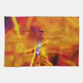 Regenbogen-Dragonfly auf Bernstein und Fuschia Geschirrtuch (Horizontal)