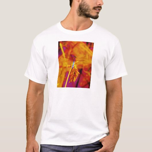 Regenbogen-Dragonfly auf Bernstein und Fuschia T-Shirt (Vorderseite)