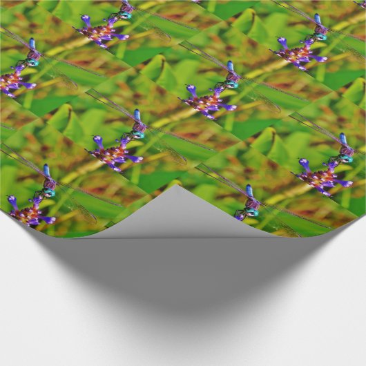 Regenbogen-Dragonfly und Blume Geschenkpapier (Ecke)