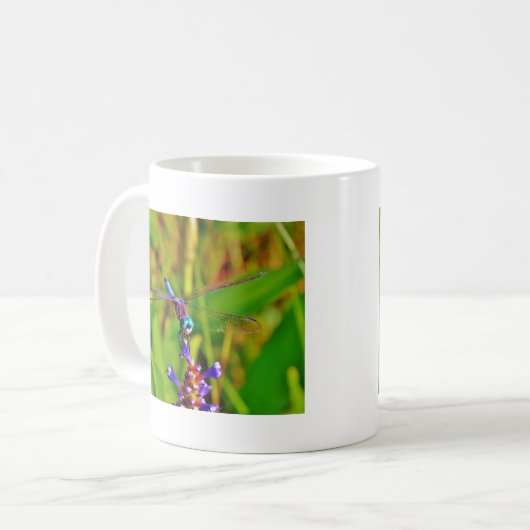 Regenbogen-Dragonfly und Blume Kaffeetasse (Vorderseite Links)