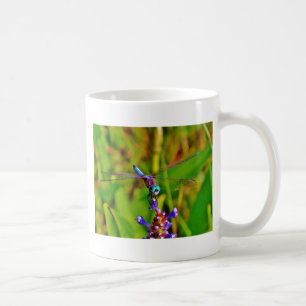 Regenbogen-Dragonfly und Blume Kaffeetasse