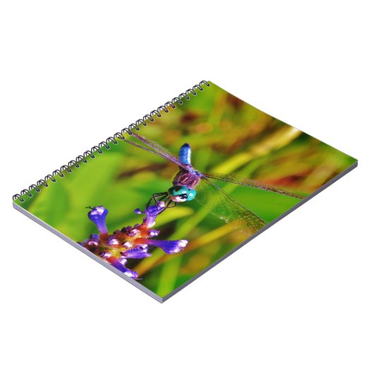 Regenbogen-Dragonfly und Blume Notizblock (Linke Seite)
