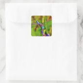 Regenbogen-Dragonfly und Blume Quadratischer Aufkleber (Tasche)