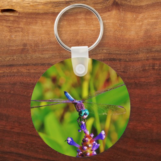 Regenbogen-Dragonfly und Blume Schlüsselanhänger (Vorderseite)