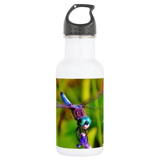 Regenbogen-Dragonfly und Blume Trinkflasche (Vorderseite)