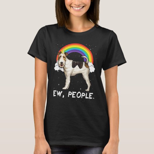 Regenbogen-Drahthaar-Foxterrier Ew Menschen Einhor T-Shirt (Vorderseite)