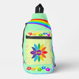 Regenbogen Drei Toner Blume und Sternenstolz Crossbody Bag