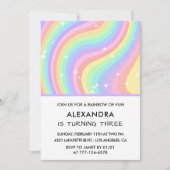 Regenbogen Dritter Geburtstag Moderne Mädchen Einladung (Vorderseite)