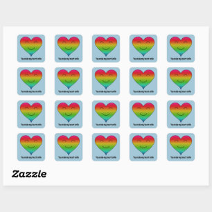 Regenbogen, du bringst mein Herz zum Lächeln Quadratischer Aufkleber