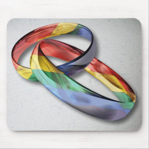 Regenbogen-Eheringe für Heirat-Gleichheit Mousepad