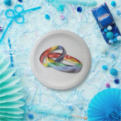 Regenbogen-Eheringe für Heirat-Gleichheit Pappteller (Party)