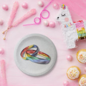 Regenbogen-Eheringe für Heirat-Gleichheit Pappteller (Party)