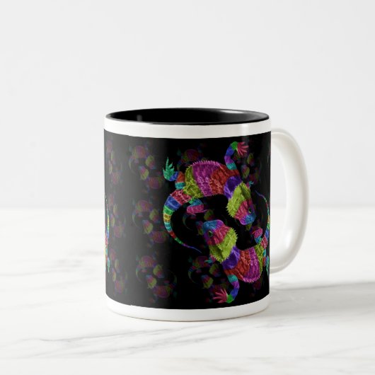 Regenbogen-Eidechse Zweifarbige Tasse (VorderseiteRechts)