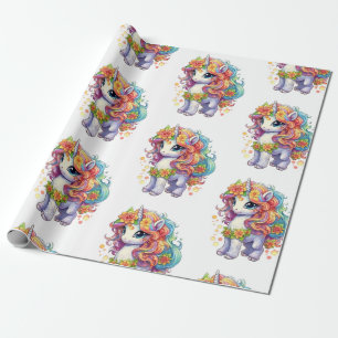 Regenbogen Einhorn Anime Zeichentrick Geschenkpapier