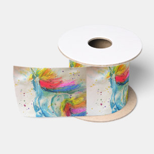 Regenbogen-Einhorn-Aquarellmalerei-Satinband Satinband