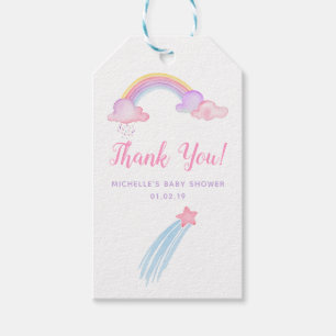 Regenbogen-Einhorn-Baby-Mädchen-Party Dankeschön Geschenkanhänger
