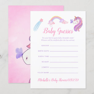 Regenbogen-Einhorn-Baby-Mädchen-Shower-Baby-Vermut Einladung