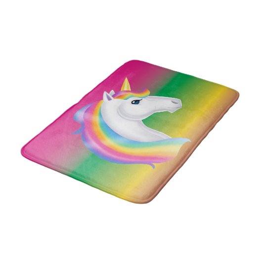 Regenbogen-Einhorn-Bad-Matte Badematte (Schrägansicht)