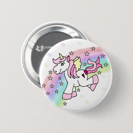 Regenbogen-Einhorn Button (Vorne & Hinten)