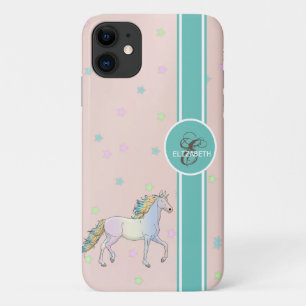 Regenbogen-Einhorn, farbenfrohes Sterne-Monogramm Case-Mate iPhone Hülle
