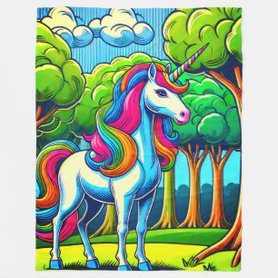 Regenbogen Einhorn Fleecedecke