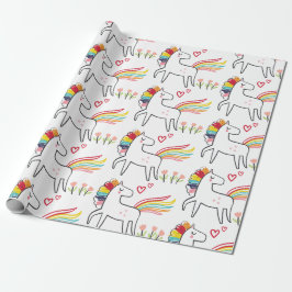 Regenbogen Einhorn Geburtstag Benutzerdefinierter  Geschenkpapier