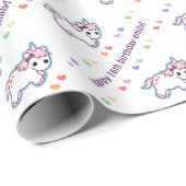 Regenbogen-Einhorn-Geburtstag Geschenkpapier (Rolleneckpunkt)