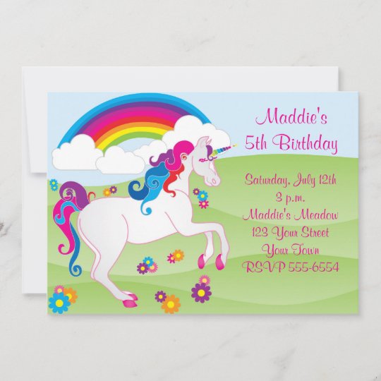 Regenbogen Einhorn Geburtstags Einladungen Einladung Zazzle De