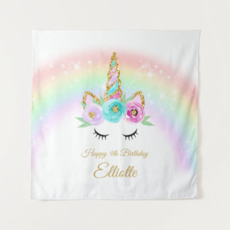 Regenbogen-Einhorn-Geburtstagsdekoration Wandteppich