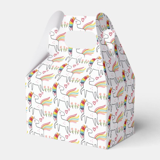 Regenbogen-Einhorn-Geburtstagsname Geschenkschachtel (Vorderseite)