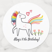 Regenbogen-Einhorn-Geburtstagsname nach Wunsch