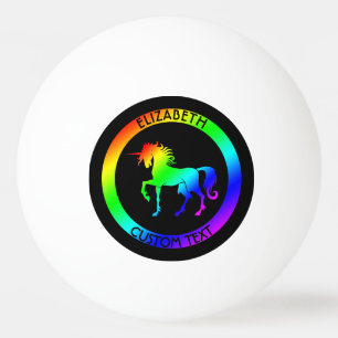 Regenbogen-Einhorn in den schwarzen Kreisen Tischtennisball