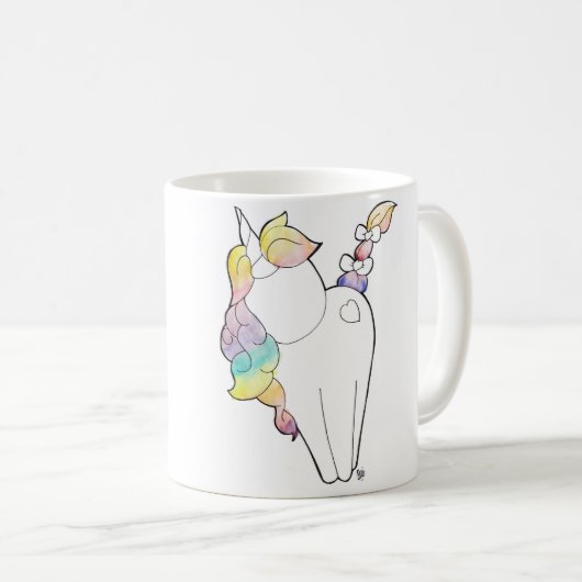 Regenbogen-Einhorn Kaffeetasse (VorderseiteRechts)