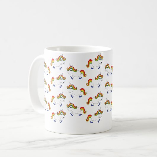 Regenbogen-Einhorn Kaffeetasse (Vorderseite Links)
