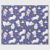 Regenbogen-Einhorn-Kätzchen Geschenkpapier (Flach)