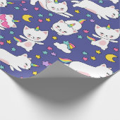 Regenbogen-Einhorn-Kätzchen Geschenkpapier (Ecke)